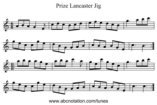 Prize Lancaster Jig - staff notation