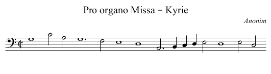 Pro organo Missa – Kyrie - staff notation