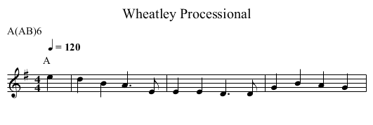 Processional, Wheatley - staff notation