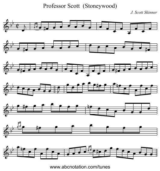 Professor Scott (Stoneywood) - staff notation