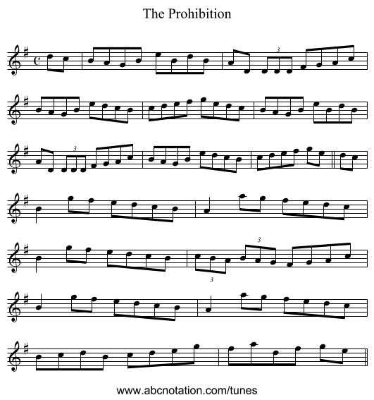 Prohibition, The - staff notation