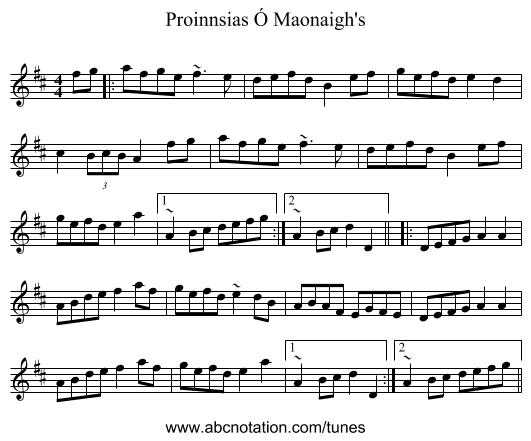 Proinnsias Ó Maonaigh's - staff notation