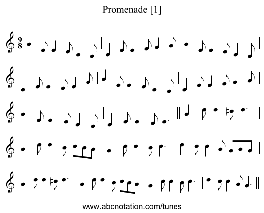 Promenade [1] - staff notation
