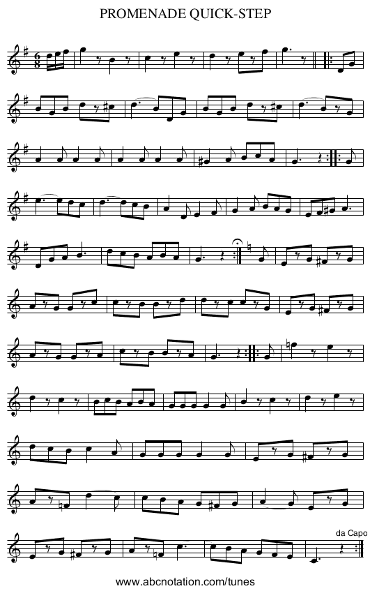 PROMENADE QUICK-STEP - staff notation