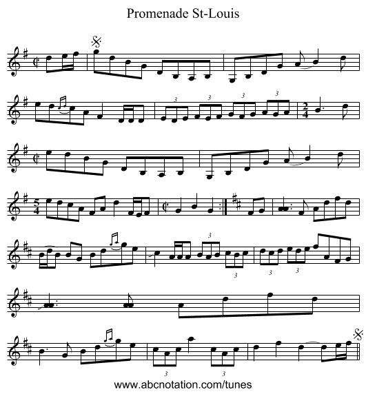 Promenade St-Louis - staff notation