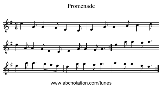 Promenade - staff notation