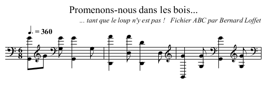 Promenons-nous dans les bois... - staff notation