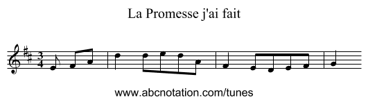 Promesse j'ai fait, La - staff notation