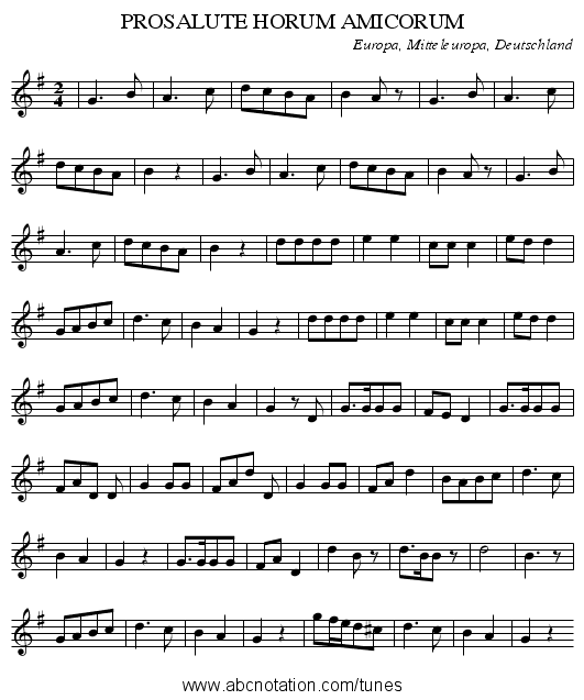PROSALUTE HORUM AMICORUM - staff notation