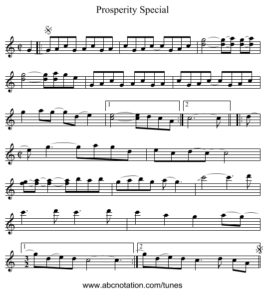 Prosperity Special - staff notation