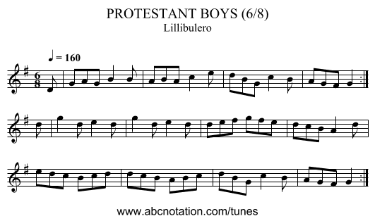 PROTESTANT BOYS (6/8) - staff notation