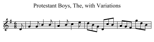 Protestant Boys, The, with Variations - staff notation