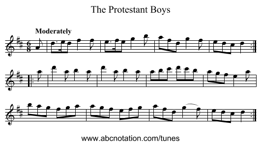 Protestant Boys, The - staff notation