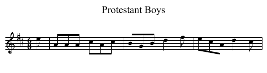 Protestant Boys - staff notation