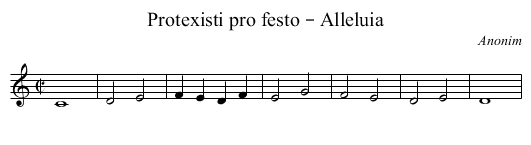Protexisti pro festo – Alleluia - staff notation