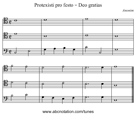 Protexisti pro festo – Deo gratias - staff notation