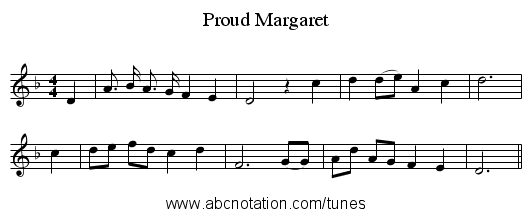 Proud Margaret - staff notation