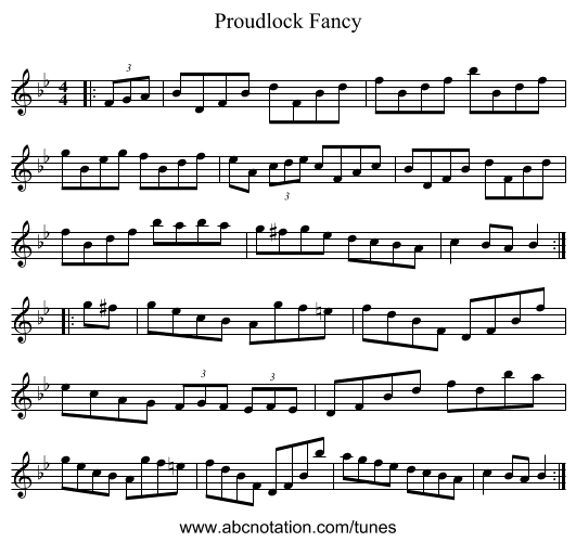 Proudlock Fancy - staff notation