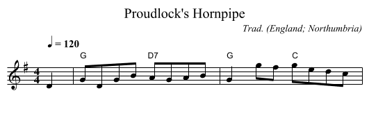 Proudlock's Hornpipe - staff notation