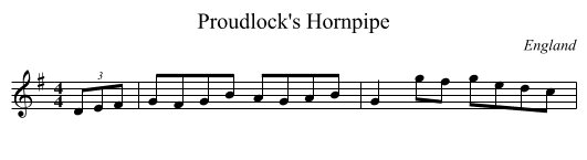 Proudlock's Hornpipe - staff notation