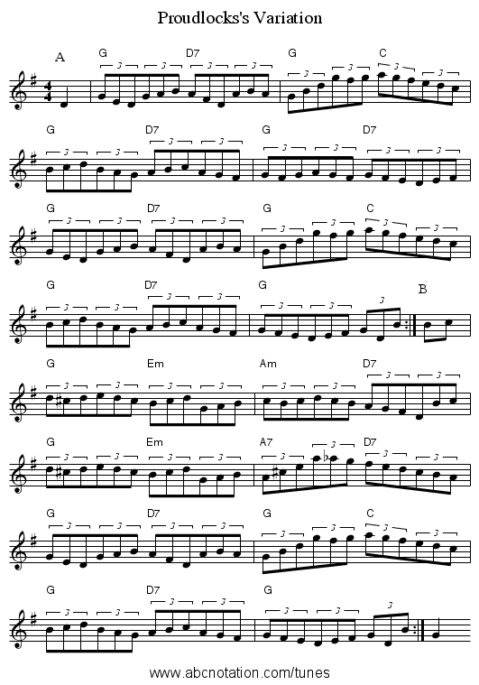 Proudlocks's Variation - staff notation