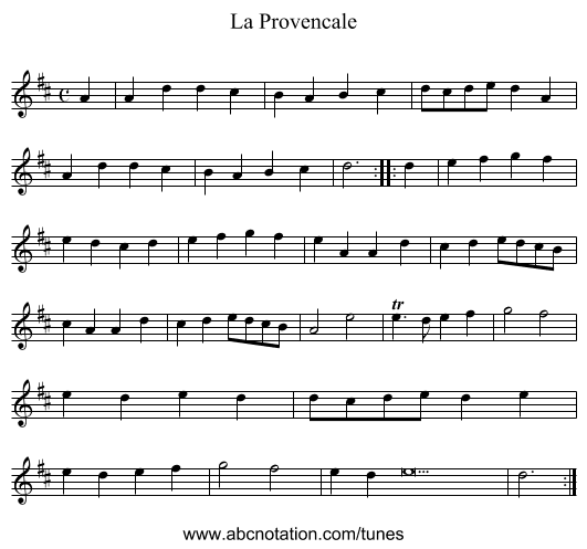 Provencale, La - staff notation