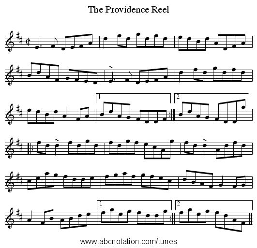 Providence Reel, The - staff notation
