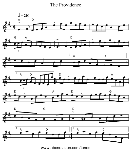 Providence, The - staff notation