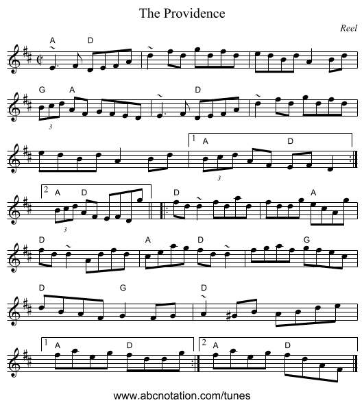Providence, The - staff notation