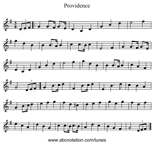 Providence - staff notation