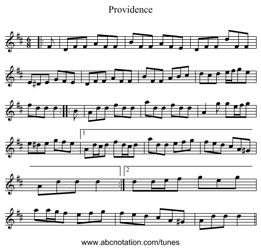 Providence - staff notation