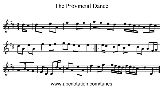 Provincial Dance, The - staff notation