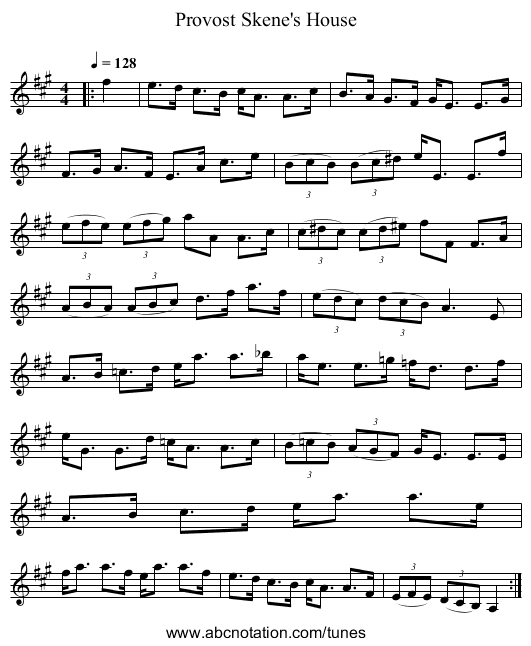 Provost Skene's House - staff notation