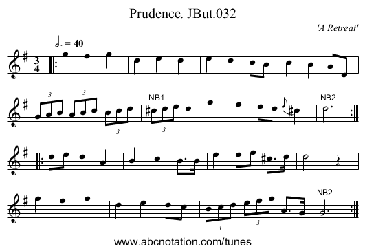 Prudence. JBut.032 - staff notation