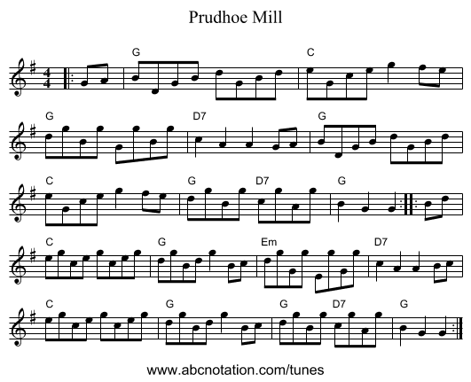 Prudhoe Mill - staff notation