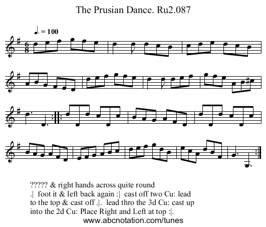 Prusian Dance. Ru2.087, The - staff notation