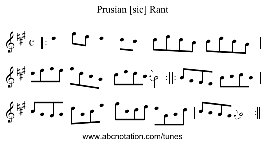Prusian [sic] Rant - staff notation