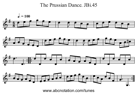 Prussian Dance. JBi.45, The - staff notation
