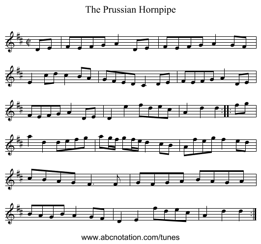 Prussian Hornpipe, The - staff notation
