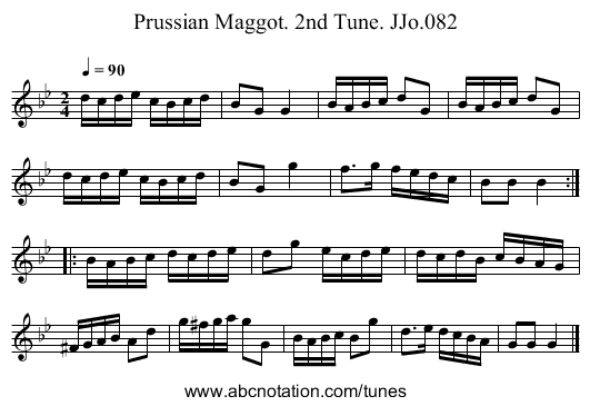 Prussian Maggot. 2nd Tune. JJo.082 - staff notation