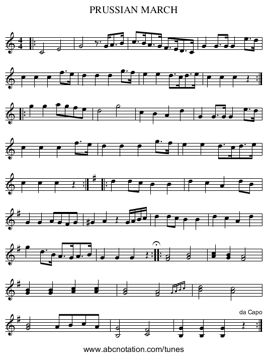 PRUSSIAN MARCH - staff notation