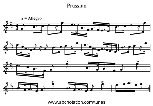 Prussian - staff notation