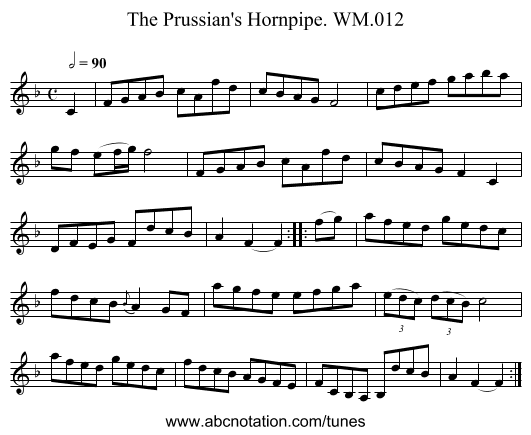 Prussian's Hornpipe. WM.012, The - staff notation