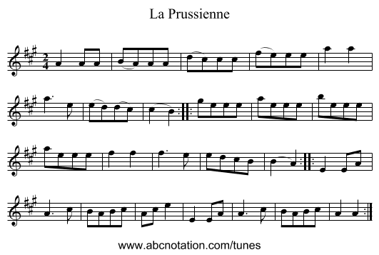 Prussienne, La - staff notation