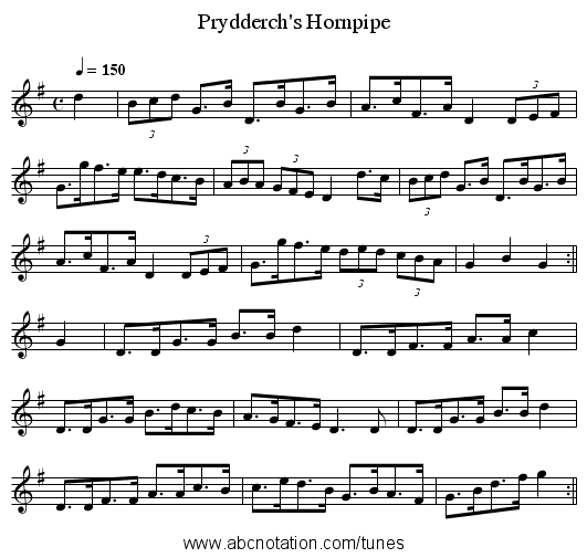 Prydderch's Hornpipe - staff notation