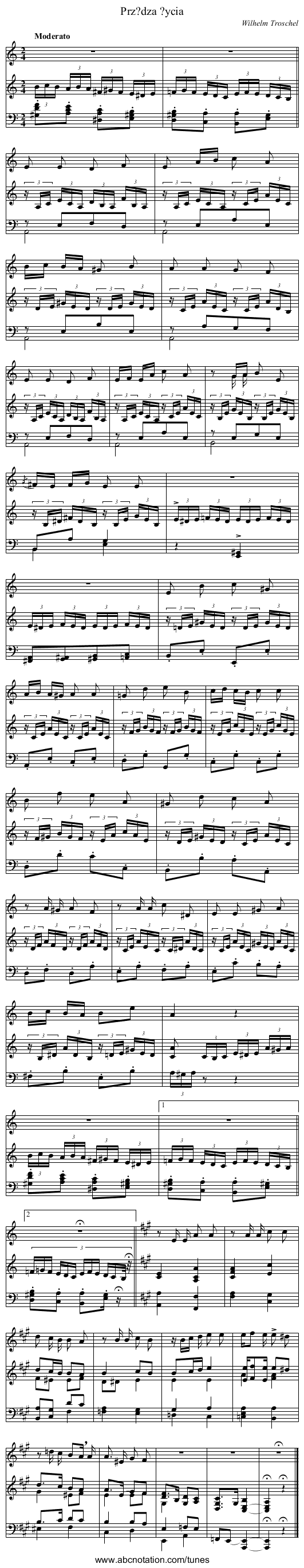 Prz?dza ?ycia - staff notation