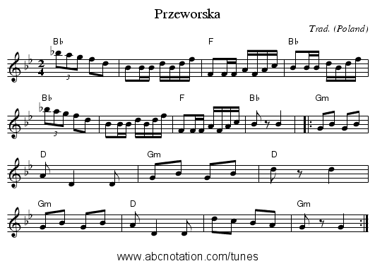 Przeworska - staff notation