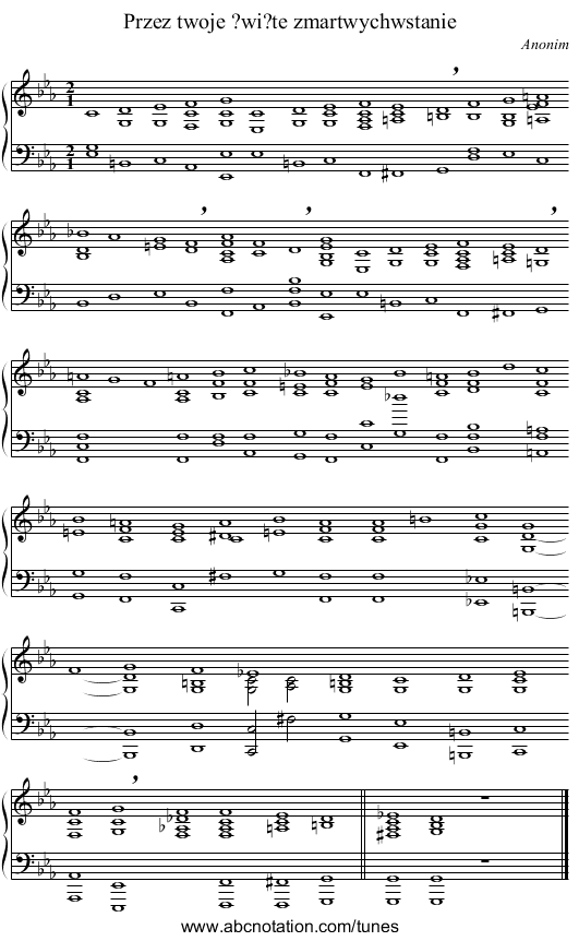 Przez twoje ?wi?te zmartwychwstanie - staff notation