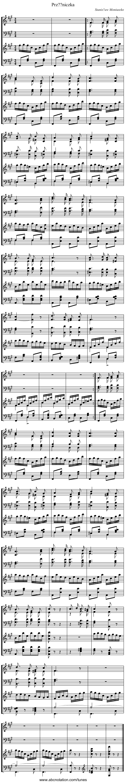 Prz??niczka - staff notation