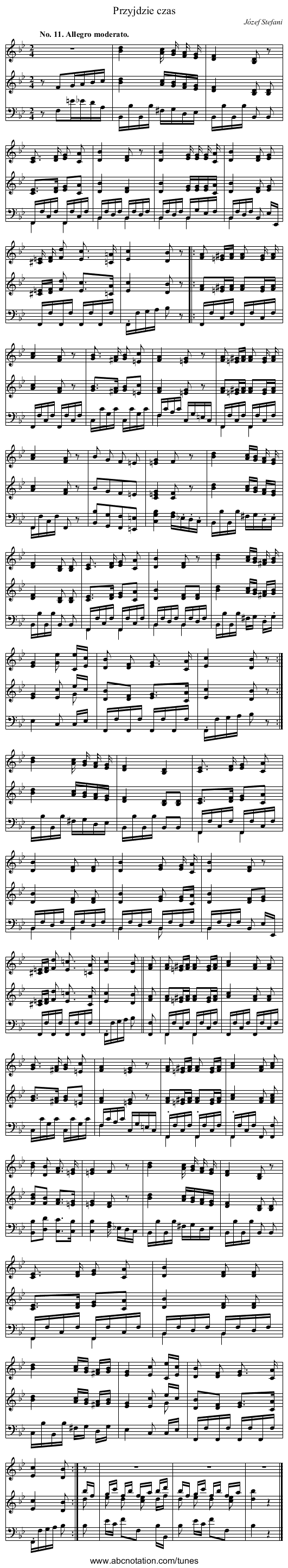 Przyjdzie czas - staff notation